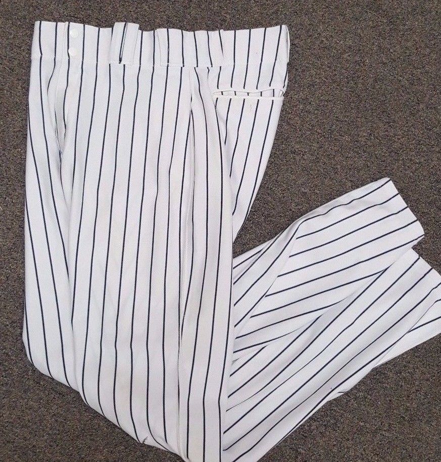 Majestic Pinstrips Baseball Pants White with Black Stripes 