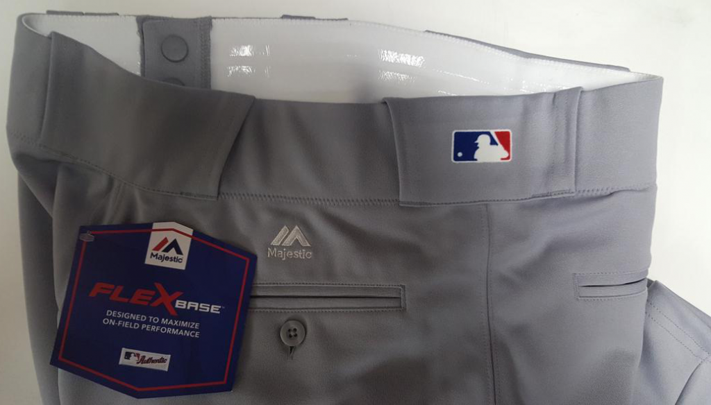 Majestic Pro Flex Base Baseball Pants White with Royal Blue Piping