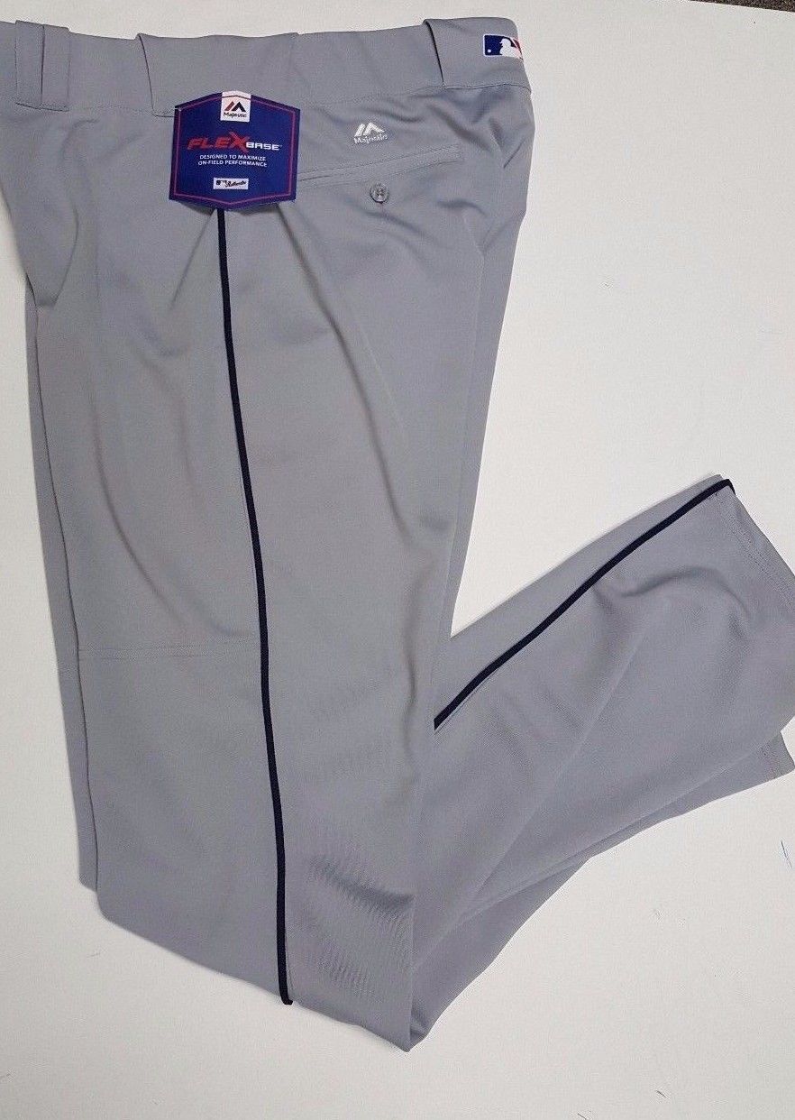 Majestic 8070 Pro Style Piped Mens Baseball Pants Gray/Black Size X Large 