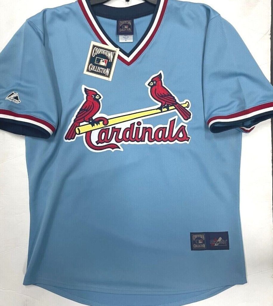 ST LOUIS CARDINALS COOPERSTOWN BLUE JERSEY NEW W TAGS MAJESTIC ...